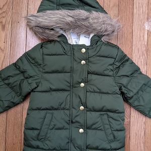 Old Navy Winter Coat Faux Fur 3t sage green